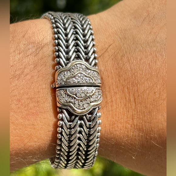 925/14K yellow gold diamond designer woven chain bracket💎✨ - Picture 3 of 17